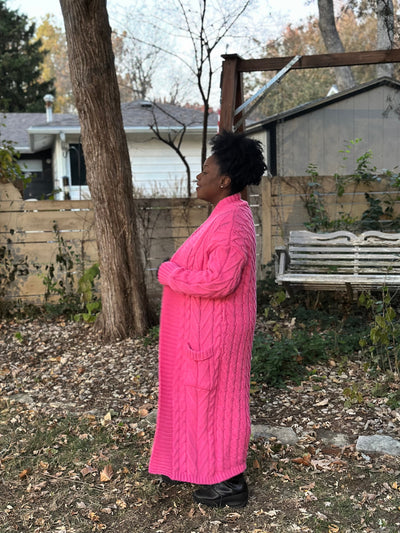 Bubble Gum Pink Cable Knit Cardi DORCAS
