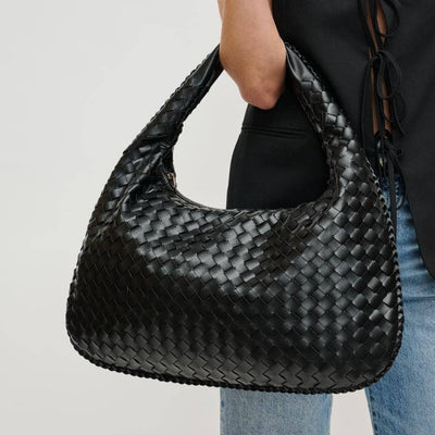 Black Woven Hobo Bag