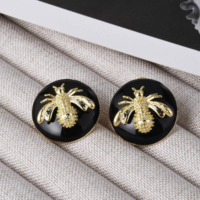 Round Bee Stud Earrings - B. Royal Boutique
