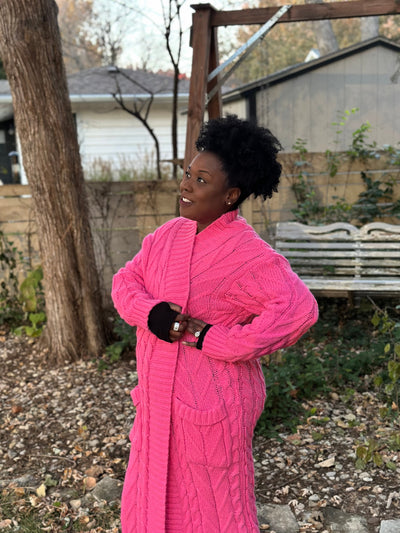 Bubble Gum Pink Cable Knit Cardi DORCAS
