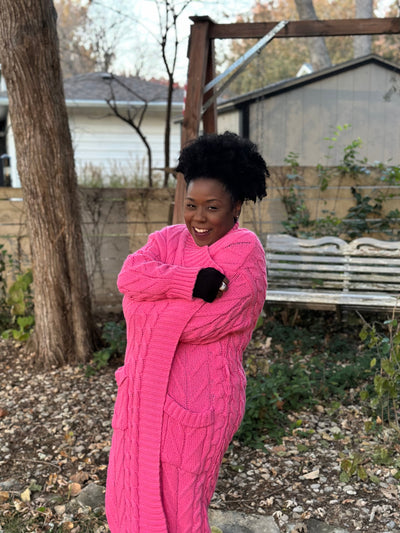 Bubble Gum Pink Cable Knit Cardi DORCAS