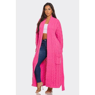 Bubble Gum Pink Cable Knit Cardi - B. Royal Boutique