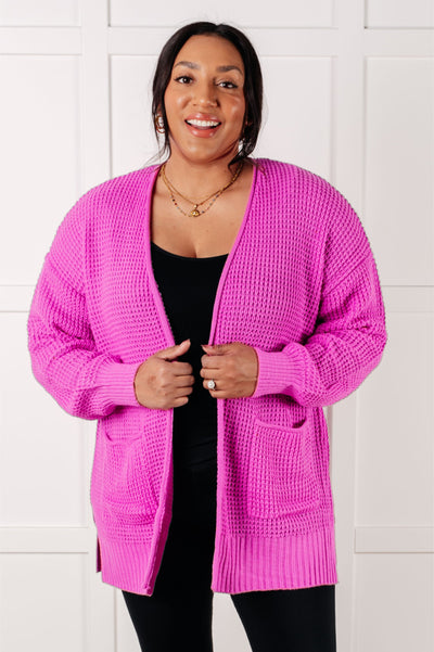 Waffle Pink Pocket Cardi