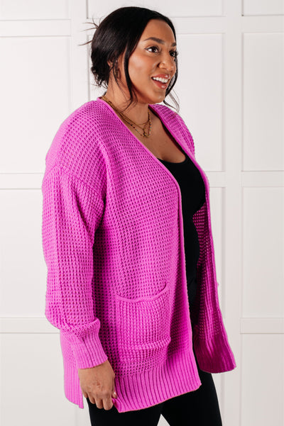 Waffle Pink Pocket Cardi