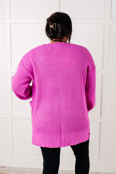 Waffle Pink Pocket Cardi