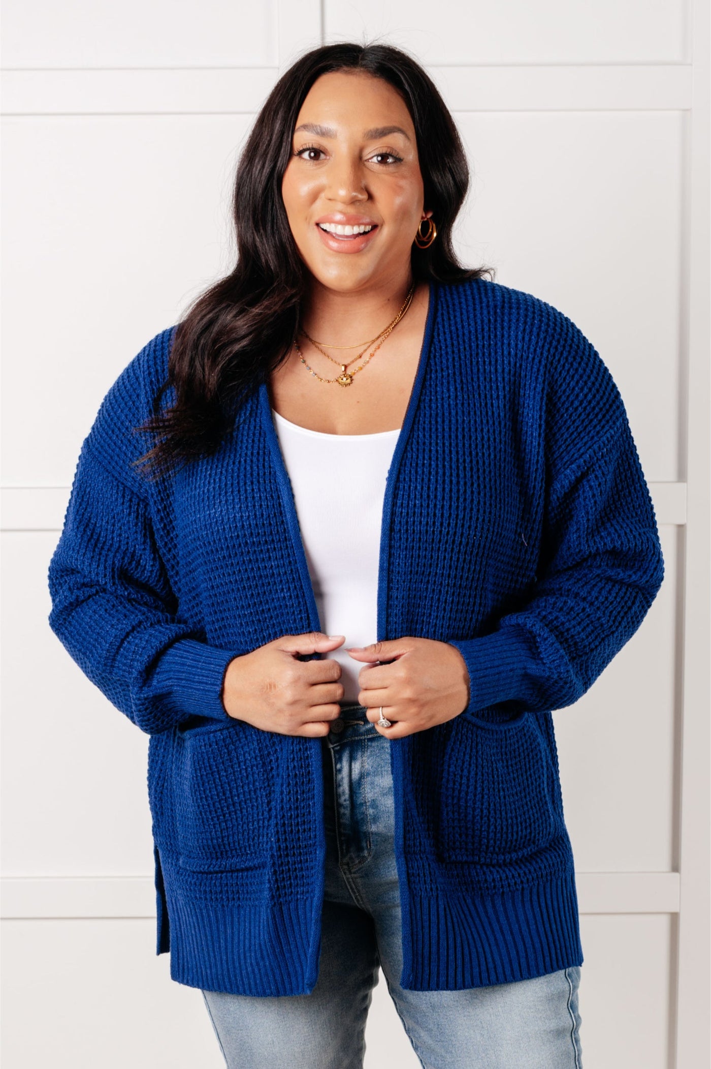 Navy Waffle Cardi