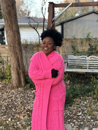 Bubble Gum Pink Cable Knit Cardi DORCAS