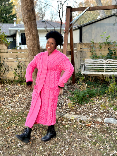 Bubble Gum Pink Cable Knit Cardi DORCAS