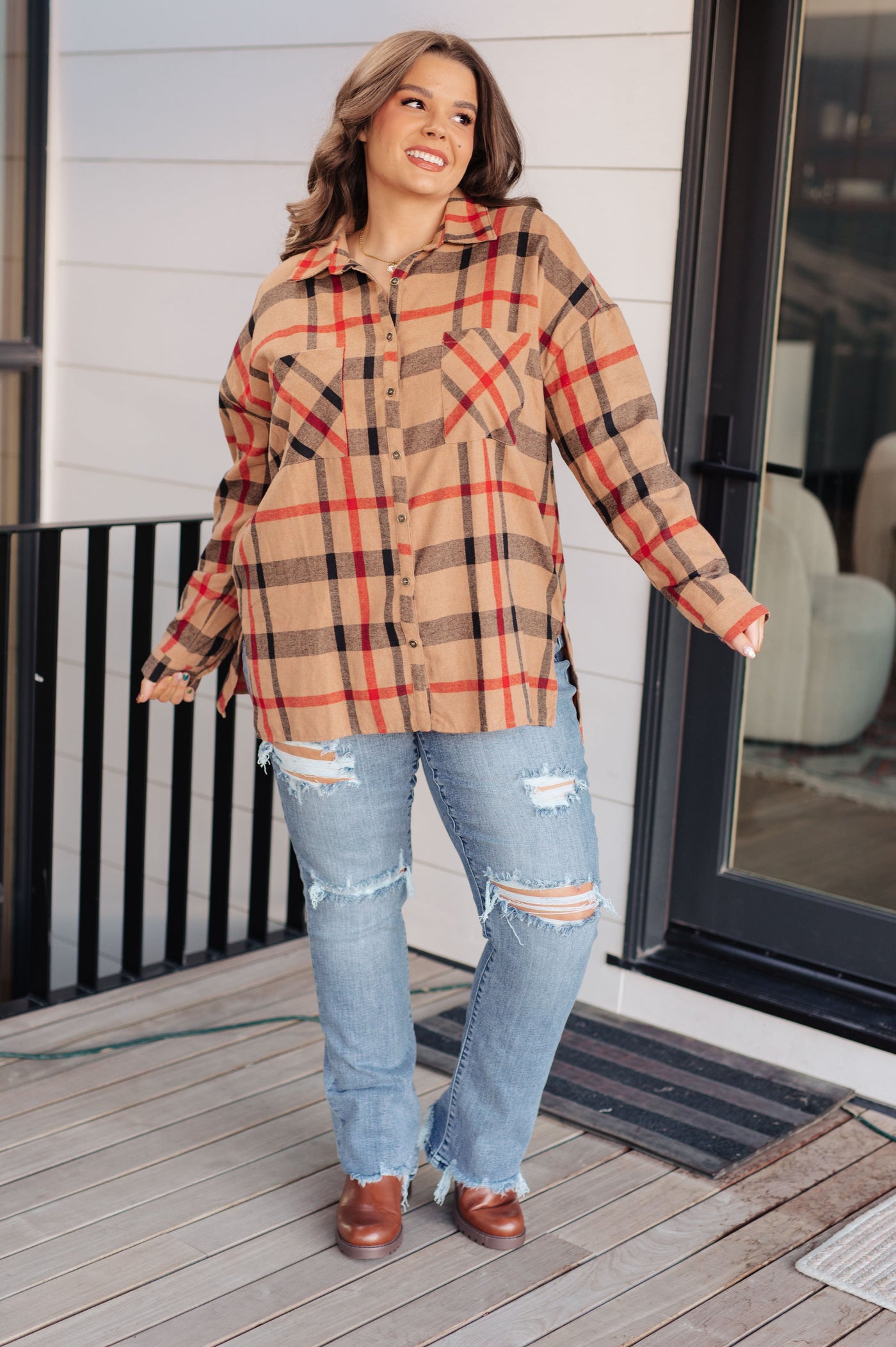 Oversized Plaid Button Up