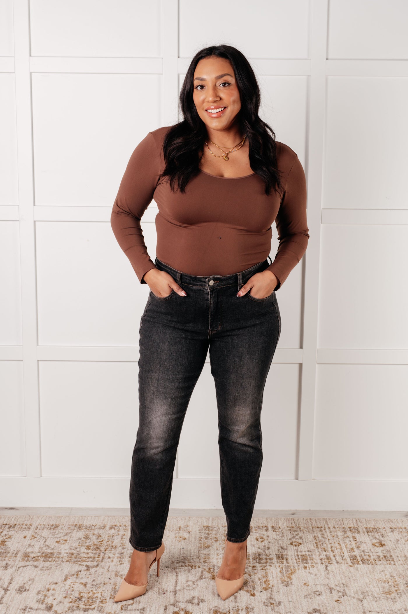 Renae' Mid Rise Control Top Slim Jeans