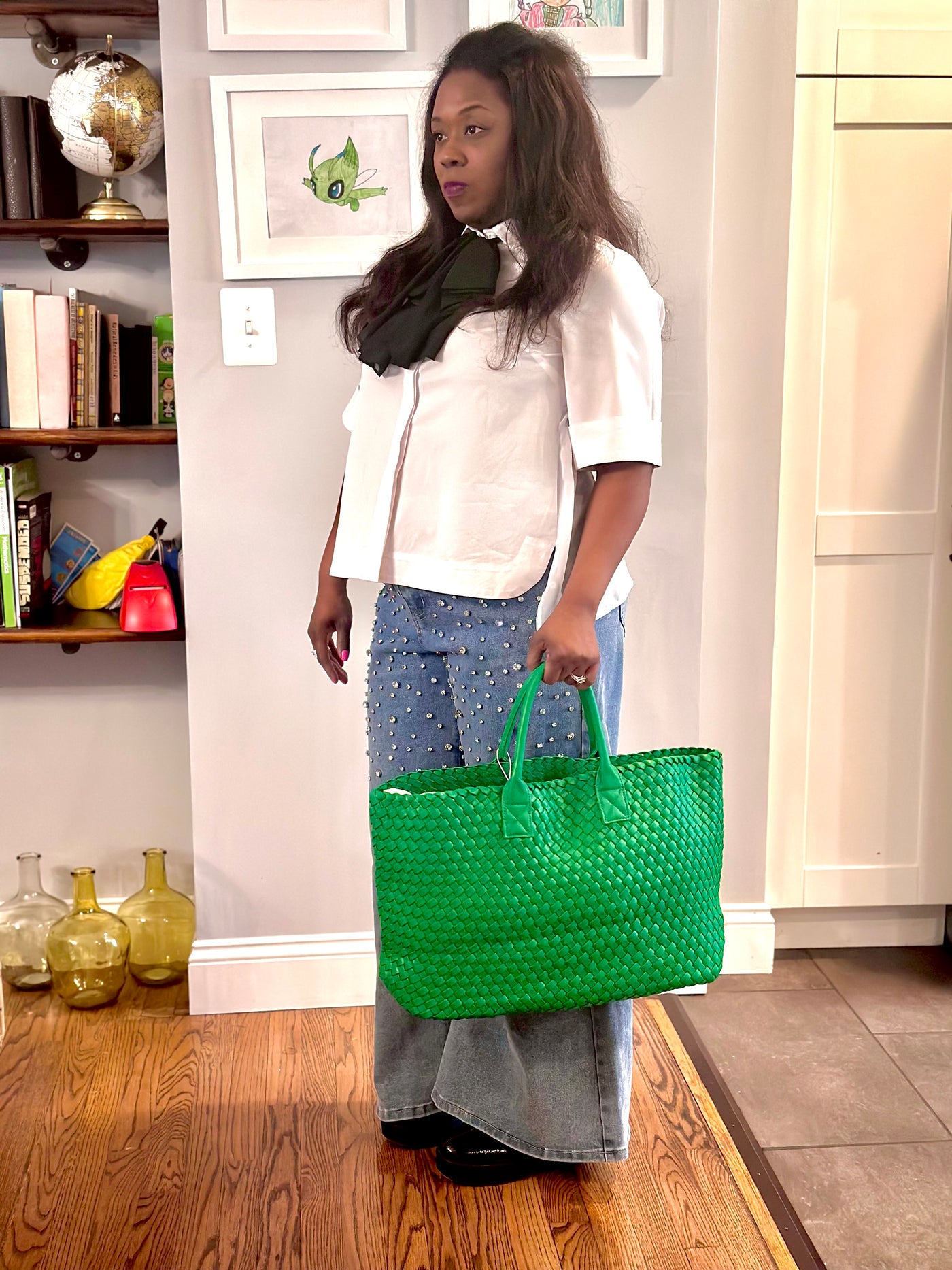 Tamara Woven Vegan Leather Tote & Pouch