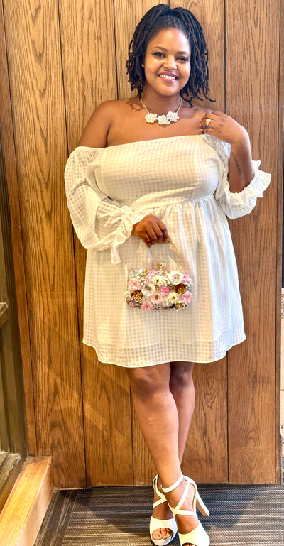 White Gingham Midi Dress