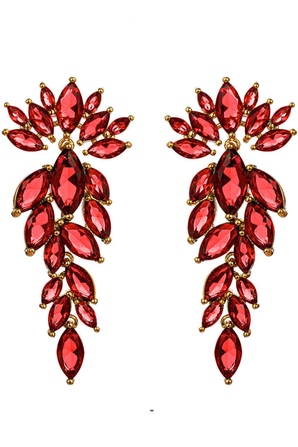 Stacey- Red Cubic Zirconia Crystal Drop Earring