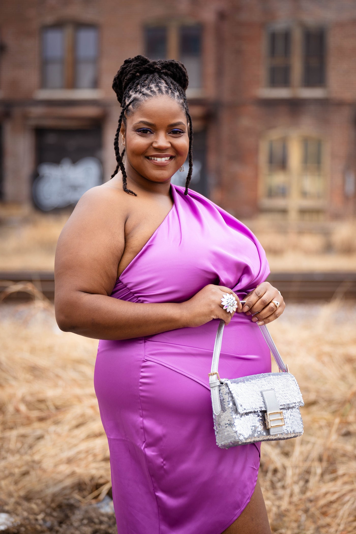 One Shoulder Satin Party Dress - Plus Size B. Royal Boutique