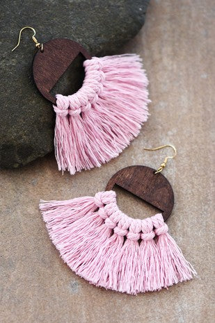 Pink Tassel Statement Earrings
