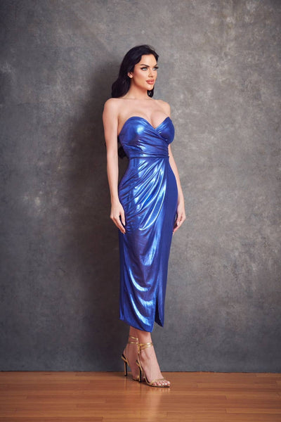 Blue Metalic Prom Dress