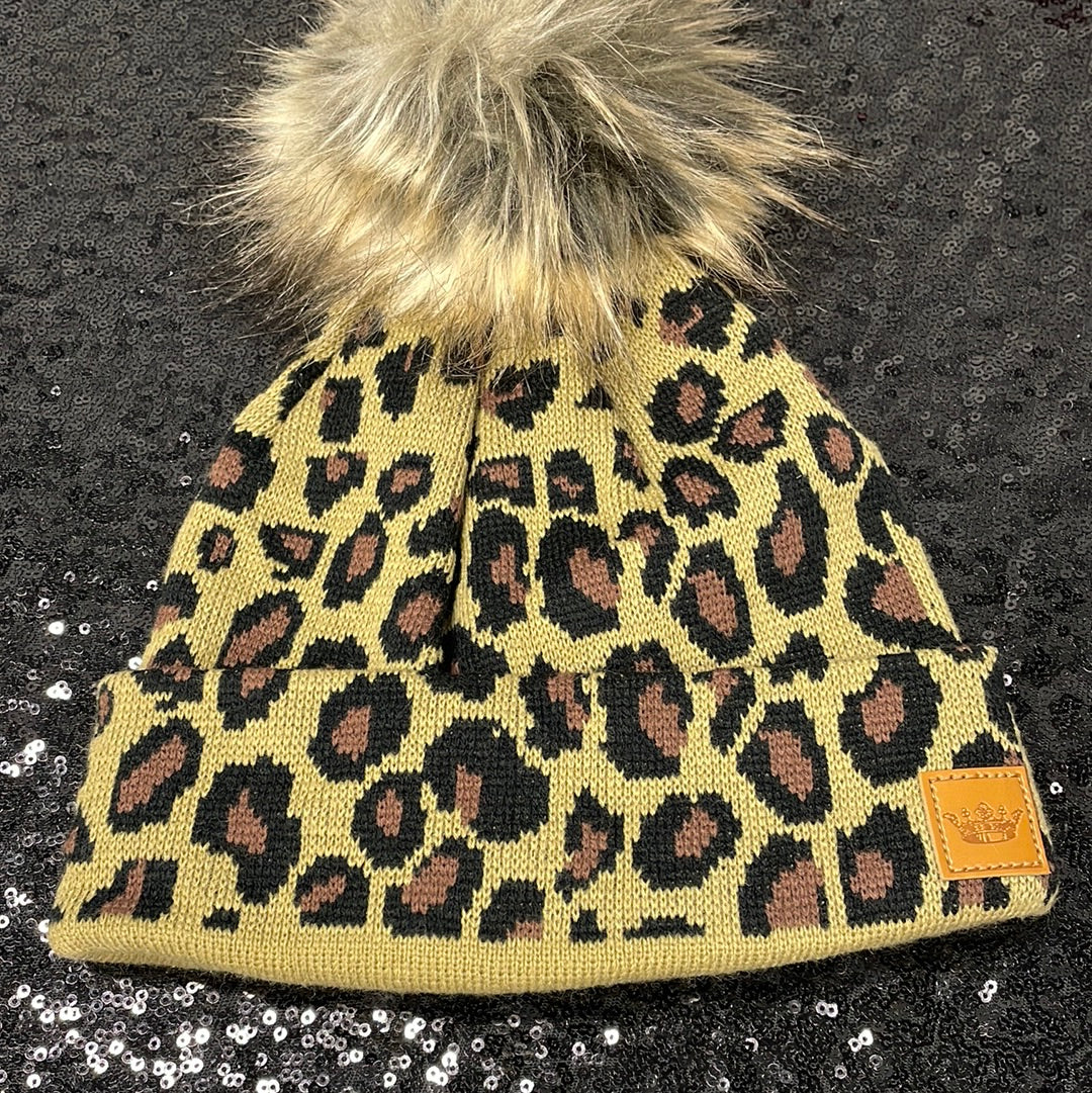 Leopard Pom Beanie - B. Royal Boutique