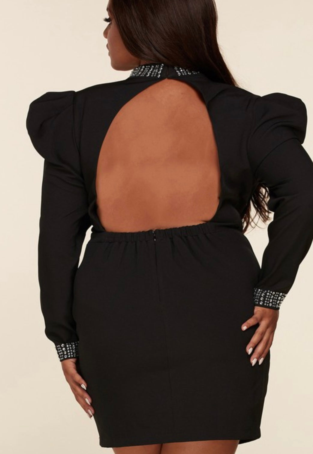 Puff Shoulder Collar Dress - B. Royal Boutique