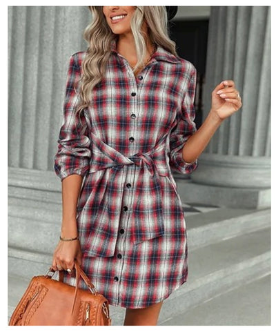 Plaid & Pretty Shirt Dress - B. Royal Boutique