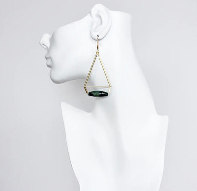 Jade Brass Drop Earrings - B. Royal Boutique